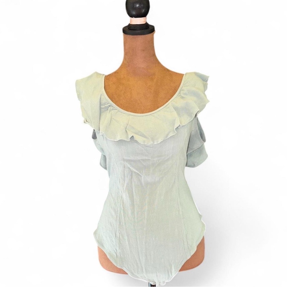 Women's Free People Ruffled Top in Light Green Size M